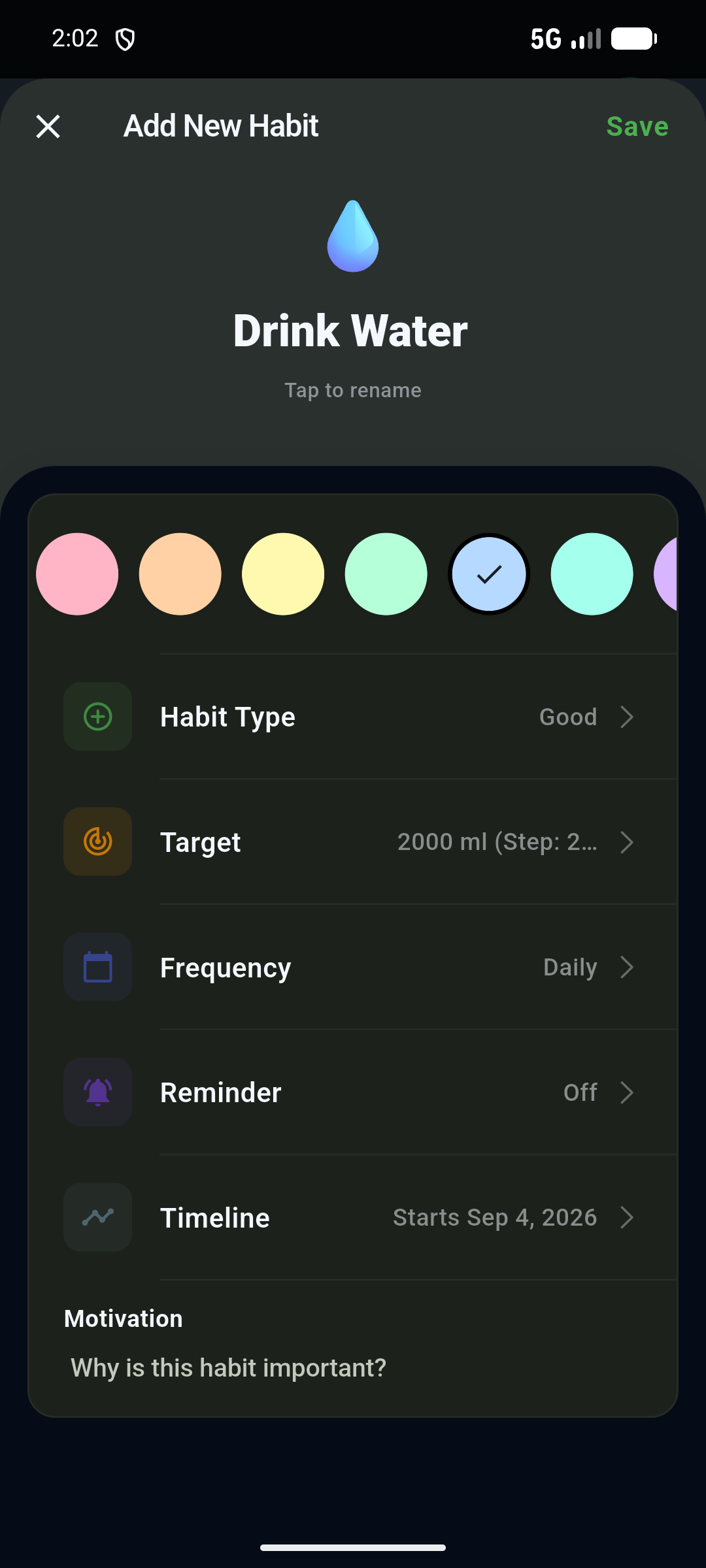 Habit creation flow